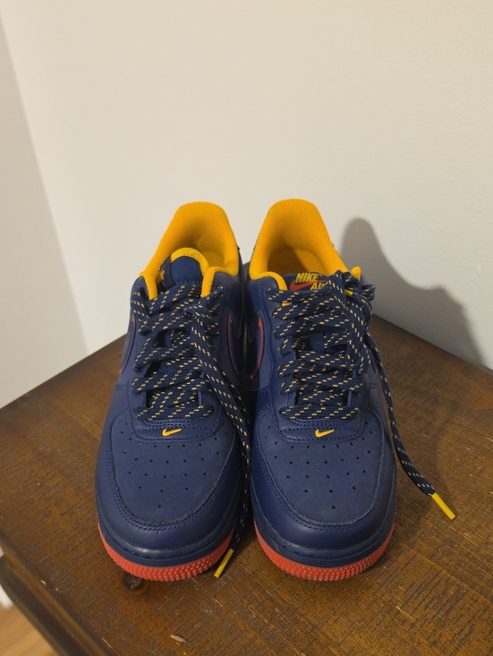 Nike Other - Nike Kids Navy Sneakers with Yellow Lining and Red Soles